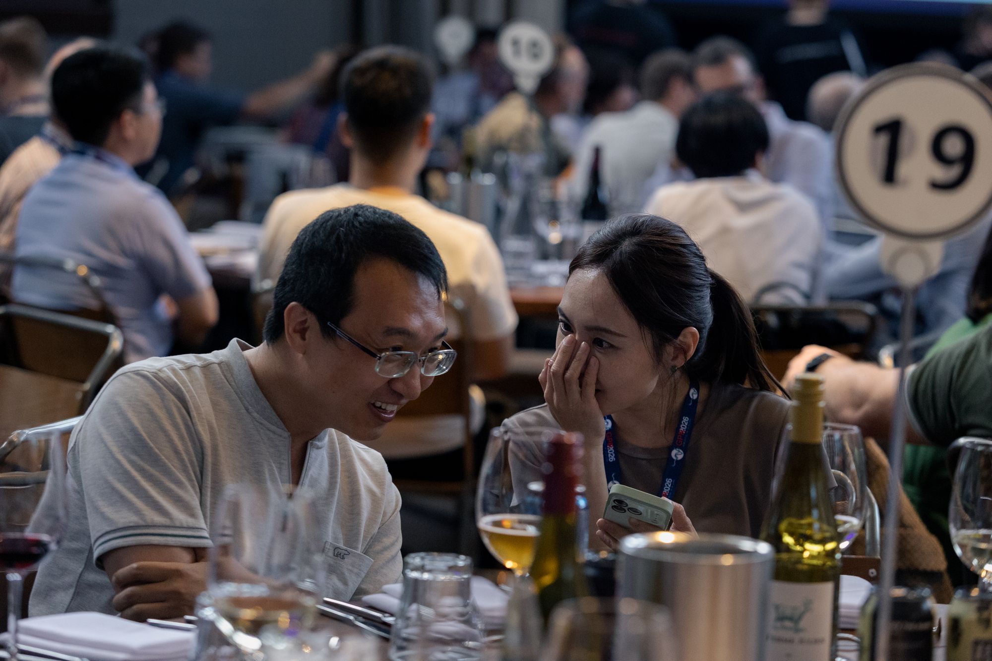 Delegates talking over dinner at the conference social